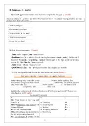 English Worksheet: mid term 2 test language section