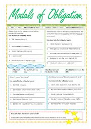 English Worksheet: modals of obligation