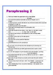 English Worksheet: Paraphrasing 2