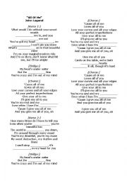 All of me - John Legend Worksheet