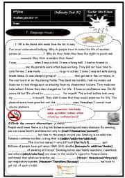 English Worksheet: TEST N*2- pollution /smoking