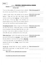 English Worksheet: Writing - Chronological Order