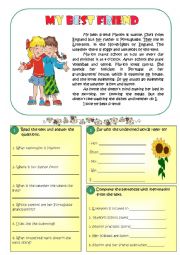 English Worksheet: My Best Friend - Reading comprehension