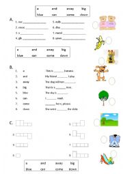 English Worksheet: Dolch - Pre-Primer 1