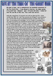 English Worksheet: Life at the time of the Great War