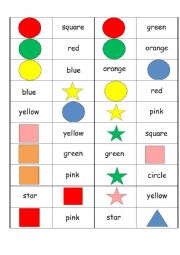English Worksheet: Colours & Shapes Dominoes