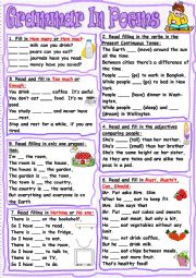 English Worksheet: Grammar In Poems