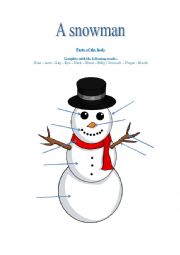 English Worksheet: Snowman: parts of the body