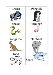 English Worksheet: animal flash cards