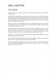 English Worksheet: Jack Olantern 