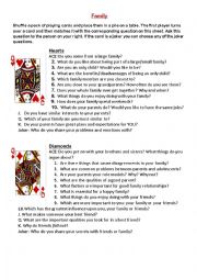 English Worksheet: Families card game