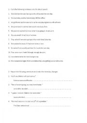 English Worksheet: reported speech