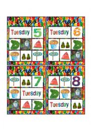 English Worksheet: The very hungry caterpillar bingo