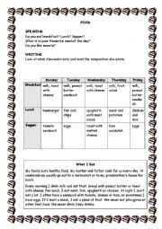 English Worksheet: Speaking and Writing About Food