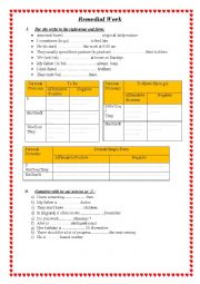 English Worksheet: remedial work (7th form)