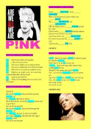 English Worksheet: PINK ARE WE ALL WE ARE