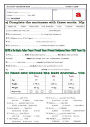 English Worksheet: exam2