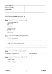 English Worksheet: mid term test 2 for 7th formers