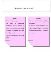 English Worksheet: Role_Play on CLONING