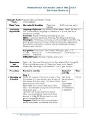 English Worksheet: Lesson Plan Buying Foods