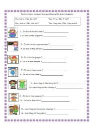 English Worksheet: Questions with places.
