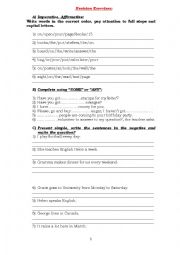 English Worksheet: Revision Excercise