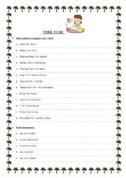 English Worksheet: VERB TO BE