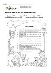 English Worksheet: science mini test on animals