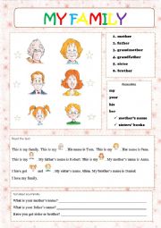 English Worksheet: My family