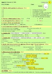 English Worksheet:  A superfine test or Quiz for elementary students - Version 