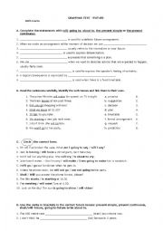 English Worksheet: Test- Future tenses