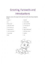 English Worksheet: Greetings, Farewells, Introductions