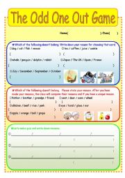 English Worksheet: The odd one out game
