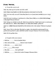 English Worksheet: Ever/never