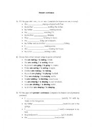 English Worksheet: Present continuous