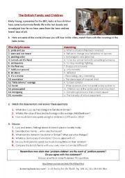 English Worksheet: The British Family and Children