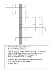 English Worksheet: crossword