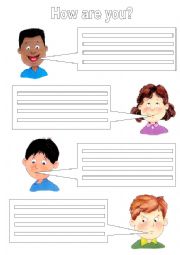 English Worksheet: How are you? worksheet + flashcards
