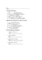 English Worksheet: Present simple and question words test