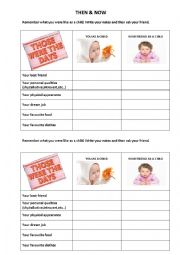 English Worksheet: Past Simple-To be-Pair Work (Talk about Your Childhood)