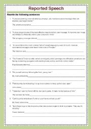 English Worksheet: Reported Speech