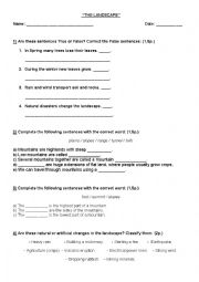 English Worksheet: Landscapes