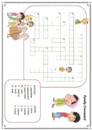 English Worksheet: family member crossword