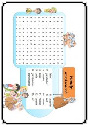 English Worksheet: family wordsearch