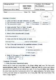 English Worksheet: 7th form mid term test 2