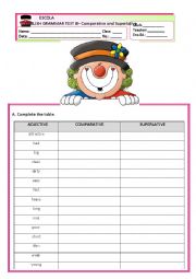 English Worksheet: GRAMMAR TEST B - COMPARATIVE AND SUPERLATIVE