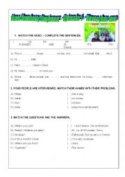 English Worksheet: New Headway Beginner Episode 1