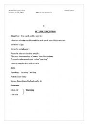 English Worksheet: lesson plan internet shopping 9th form