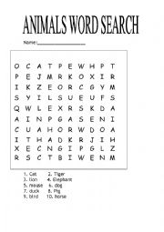 ANIMALS (WORD SEARCH)