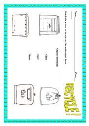 English Worksheet: Recycle bins